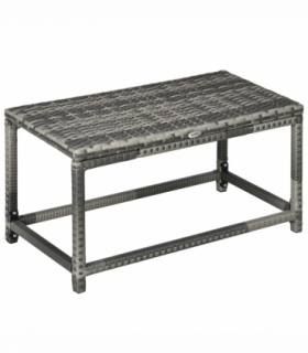 Outdoor Coffee Table w/ Plastic Board Under the Full Woven Table Top, Grey