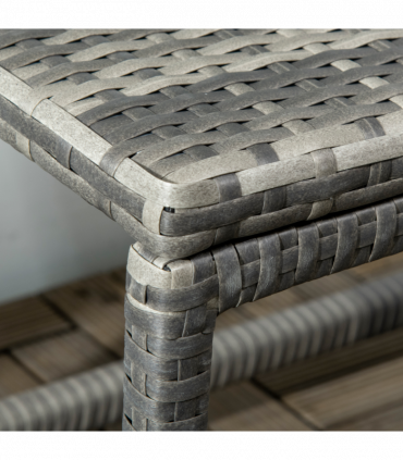 Outdoor Coffee Table w/ Plastic Board Under the Full Woven Table Top, Grey