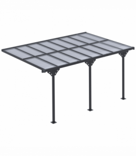 Outdoor Patio Gazebo Pergola, Aluminum Post, 4.35x3m Mounted on the Wall Roof