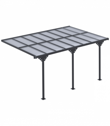 Outdoor Patio Gazebo Pergola, Aluminum Post, 4.35x3m Mounted on the Wall Roof