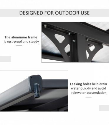 Outdoor Patio Gazebo Pergola, Aluminum Post, 4.35x3m Mounted on the Wall Roof