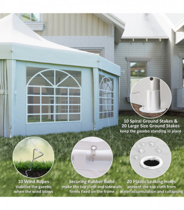 Outsunny 10 Sides Heavy Duty Tent Gazebo Outdoor Party Wedding Event Marquee