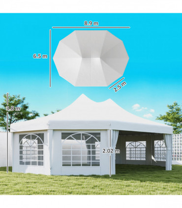 Outsunny 10 Sides Heavy Duty Tent Gazebo Outdoor Party Wedding Event Marquee