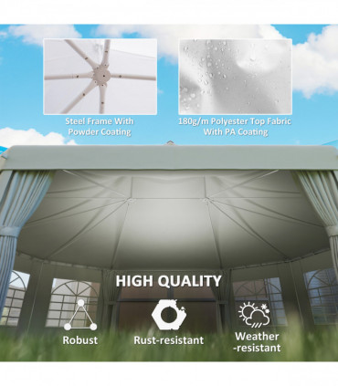Outsunny 10 Sides Heavy Duty Tent Gazebo Outdoor Party Wedding Event Marquee