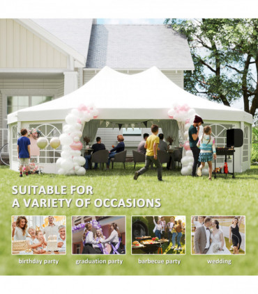 Outsunny 10 Sides Heavy Duty Tent Gazebo Outdoor Party Wedding Event Marquee