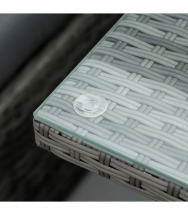 Outsunny 10-Seater Sofa Sectional W/ Cushioned Seat, Footstools and Glass Table