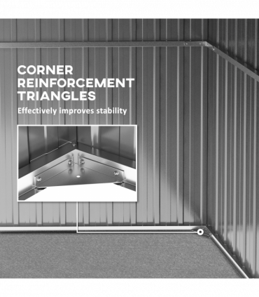 Outsunny 11 x 5.6ft Galvanised Metal Garden Shed with Lockable Doors, Grey