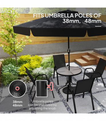 Outsunny 12kg Garden Parasol Base, Round Resin Garden Umbrella Base, Black