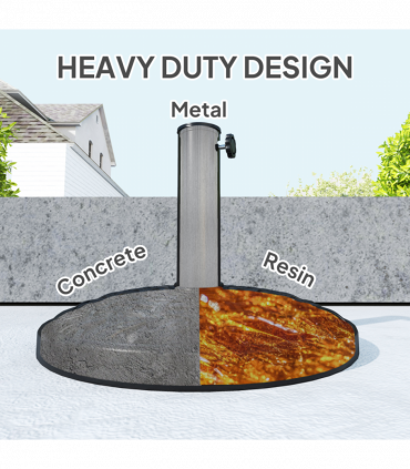 Outsunny 12kg Garden Parasol Base, Round Resin Garden Umbrella Base, Black