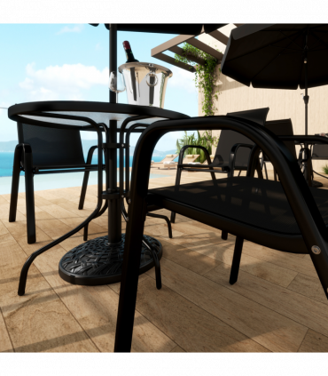 Outsunny 12kg Garden Parasol Base, Round Resin Garden Umbrella Base, Black