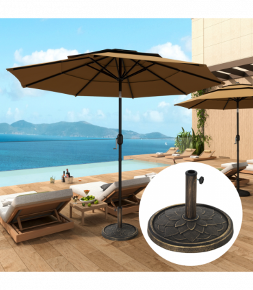 Outsunny 12kg Resin Garden Parasol Base Sun Umbrella Base, Bronze Tone