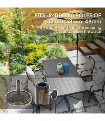 Outsunny 12kg Resin Garden Parasol Base Sun Umbrella Base, Bronze Tone