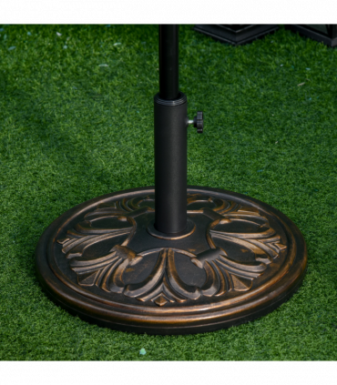 Outsunny 13KG Round Parasol Base Heavy Duty Cement Stand Umbrella Holder Bronze