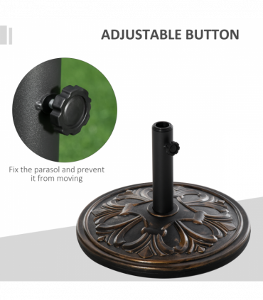 Outsunny 13KG Round Parasol Base Heavy Duty Cement Stand Umbrella Holder Bronze