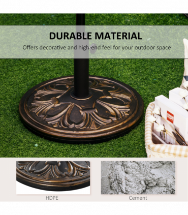 Outsunny 13KG Round Parasol Base Heavy Duty Cement Stand Umbrella Holder Bronze