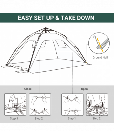 Outsunny 2 Man Pop-up Beach Tent Sun Shade Shelter Hut w/ Windows Door Green