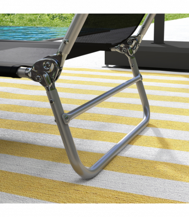 Outsunny 2 Pieces Sun Loungers Foldable Reclining Chair with Headrest Black