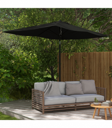 Outsunny 2 x 3(m) Garden Parasol Rectangular Market Umbrella w/ Crank Black