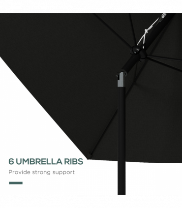 Outsunny 2 x 3(m) Garden Parasol Rectangular Market Umbrella w/ Crank Black