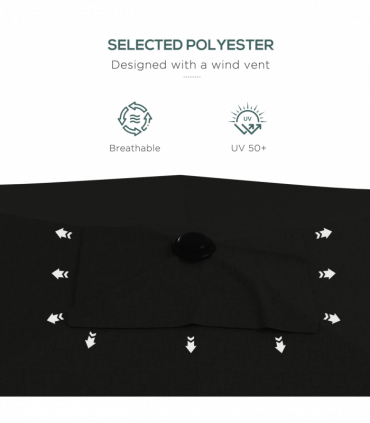 Outsunny 2 x 3(m) Garden Parasol Rectangular Market Umbrella w/ Crank Black