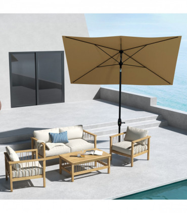 Outsunny 2 x 3(m) Garden Parasol Rectangular Market Umbrella w/ Crank Brown