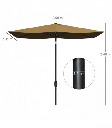 Outsunny 2 x 3(m) Garden Parasol Rectangular Market Umbrella w/ Crank Brown