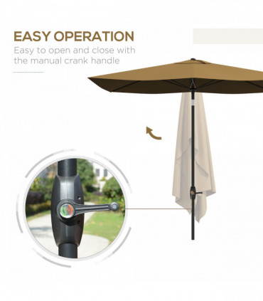 Outsunny 2 x 3(m) Garden Parasol Rectangular Market Umbrella w/ Crank Brown