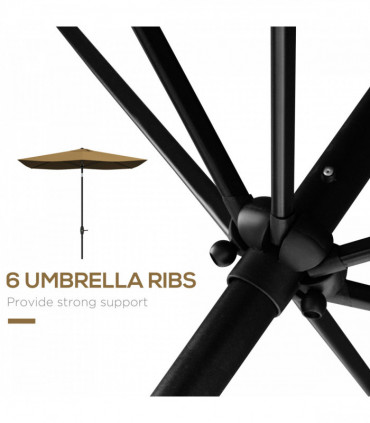 Outsunny 2 x 3(m) Garden Parasol Rectangular Market Umbrella w/ Crank Brown