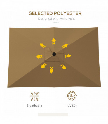 Outsunny 2 x 3(m) Garden Parasol Rectangular Market Umbrella w/ Crank Brown