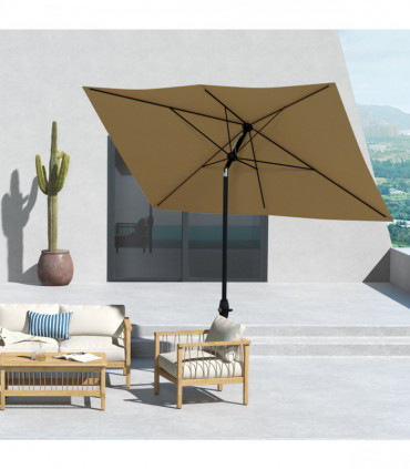 Outsunny 2 x 3(m) Garden Parasol Rectangular Market Umbrella w/ Crank Brown