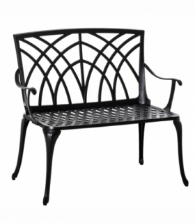 Outsunny 2-Seater Cast Aluminium Garden Bench Loveseat Ergonomic Armrest