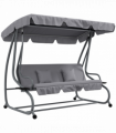 Outsunny 2-in-1 Garden Swing Chair for 3 Person w/ Adjustable Canopy, Grey