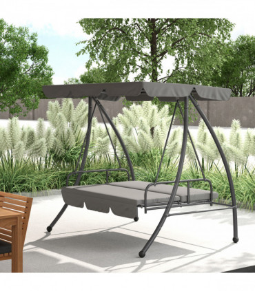 Outsunny 2-in-1 Swing Chair 3 Seater Hammock Cushion Bed Tilt Canopy