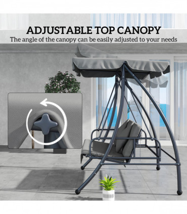 Outsunny 2-in-1 Swing Chair 3 Seater Hammock Cushion Bed Tilt Canopy
