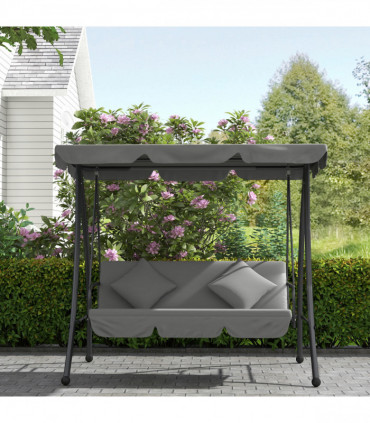 Outsunny 2-in-1 Swing Chair 3 Seater Hammock Cushion Bed Tilt Canopy