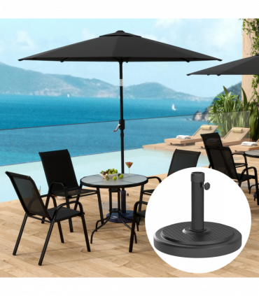 Outsunny 22kg Garden Parasol Base, Round HDPE Sun Umbrella Base, Black