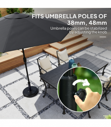 Outsunny 22kg Garden Parasol Base, Round HDPE Sun Umbrella Base, Black