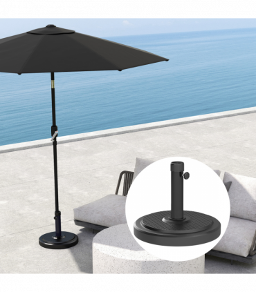 Outsunny 22kg Garden Parasol Base, Round HDPE Sun Umbrella Base, Black