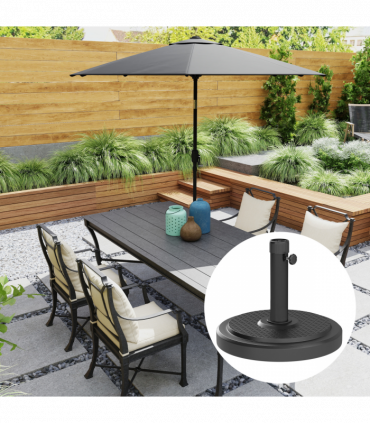 Outsunny 22kg Garden Parasol Base, Round HDPE Sun Umbrella Base, Black