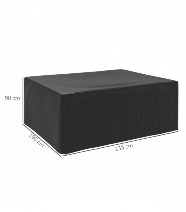 Outsunny 235x190x90cm Large Patio Set Outdoor Garden Furniture Cover Black