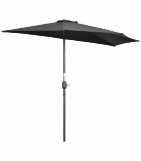 Outsunny 3 (m) Metal Frame Garden Furniture Parasol Half Round Umbrella Black