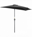 Outsunny 3 (m) Metal Frame Garden Furniture Parasol Half Round Umbrella Black