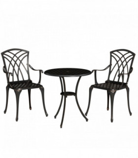 Outsunny 3 PCs Garden Bistro Set Outdoor Garden Furniture Set w/ Umbrella Hole