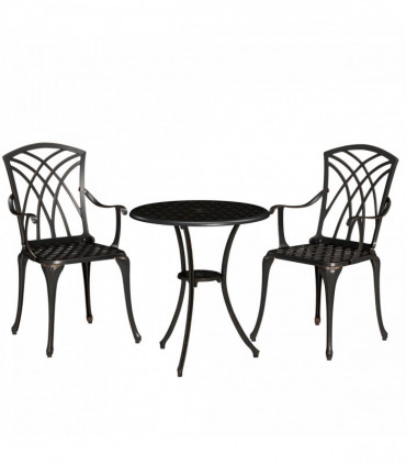 Outsunny 3 PCs Garden Bistro Set Outdoor Garden Furniture Set w/ Umbrella Hole
