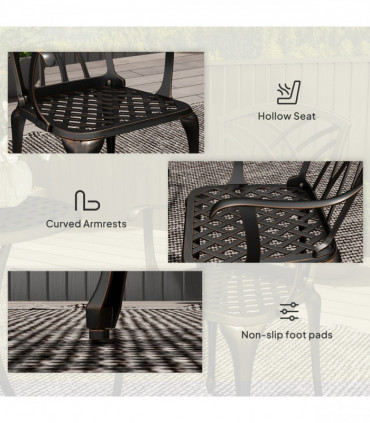 Outsunny 3 PCs Garden Bistro Set Outdoor Garden Furniture Set w/ Umbrella Hole