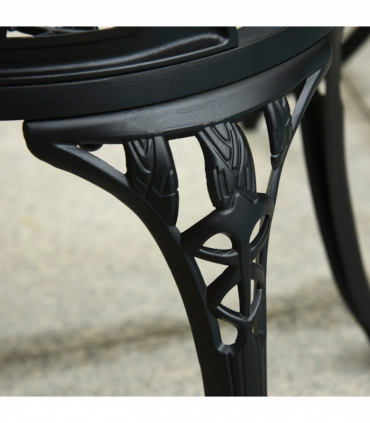 Outsunny 3 Piece Bistro Set, Aluminium Garden Furniture with Umbrella Hole