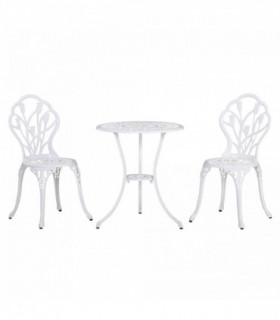 Outsunny 3 Piece Bistro Set, Aluminium Garden Furniture with Umbrella Hole