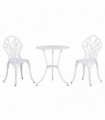 Outsunny 3 Piece Bistro Set, Aluminium Garden Furniture with Umbrella Hole