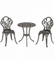 Outsunny 3 Piece Bistro Set, Aluminium Garden Furniture with Umbrella Hole