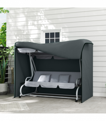 Outsunny 3 Seater Garden Swing Cover, Windproof and Anti-UV, Grey